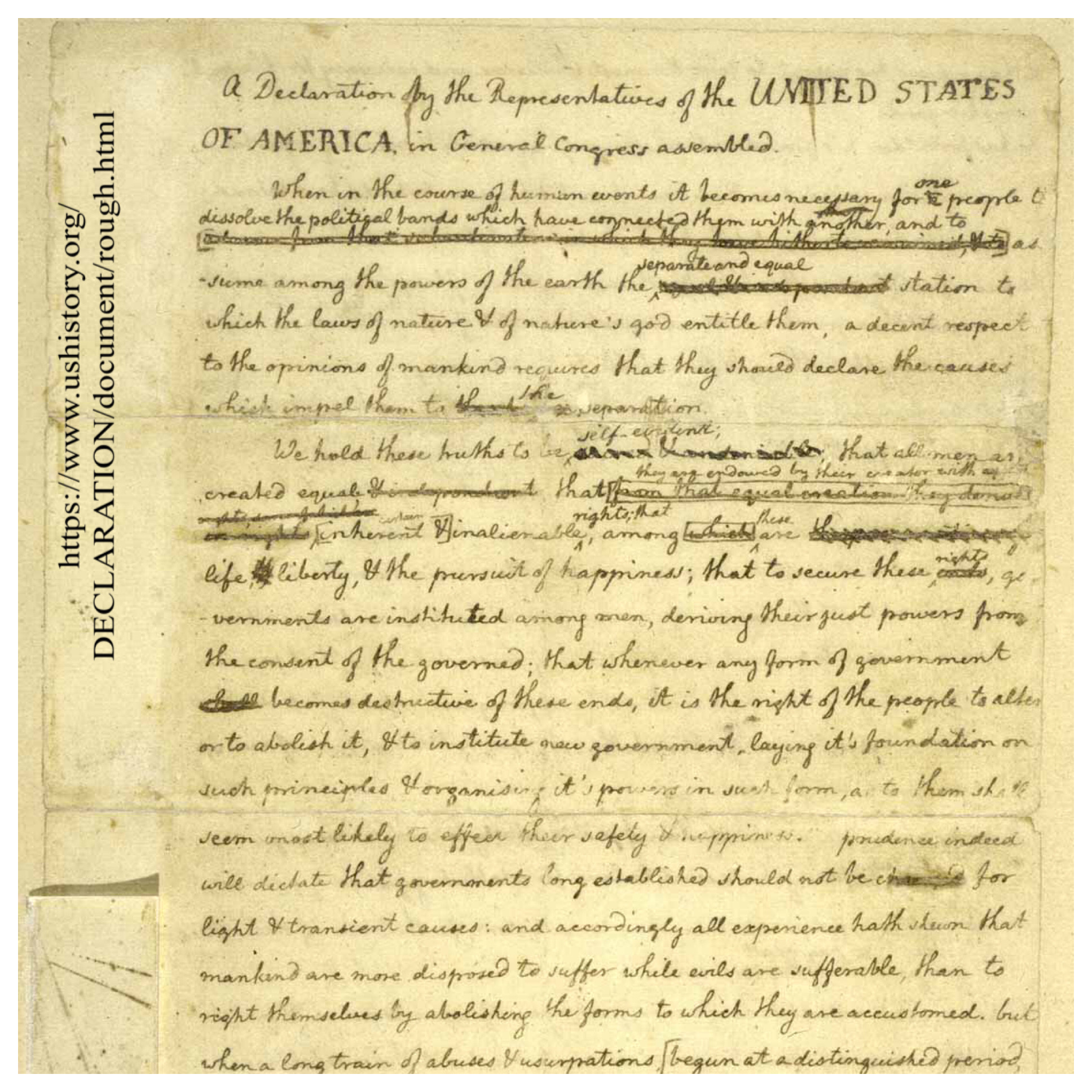 Rough draft of the Declaraton of Independence