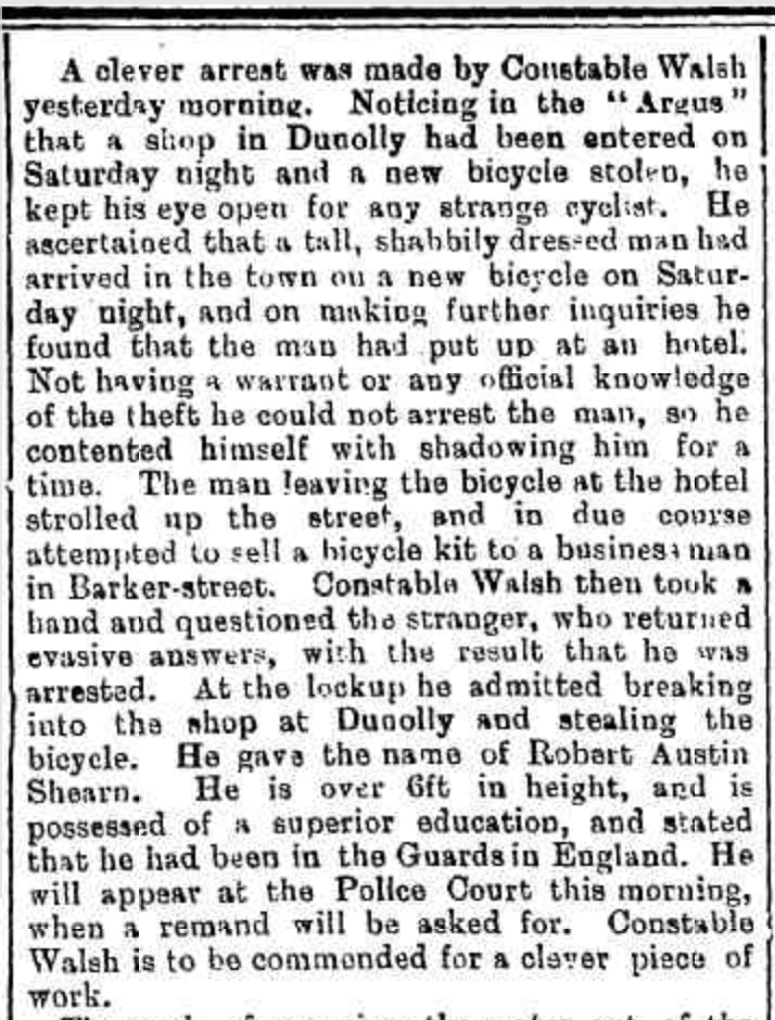 Mount Alexander Bicycle Theft at Dunolly